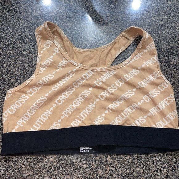 Cross Colours Tan Printed Racerback Bra Bralette XL - Picture 2 of 5